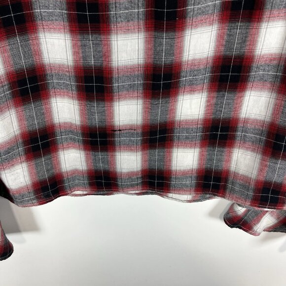 PPLA Clothing Red Checkered Top Flare‎ Sleeve Women’s Size M Boho - Picture 8 of 9